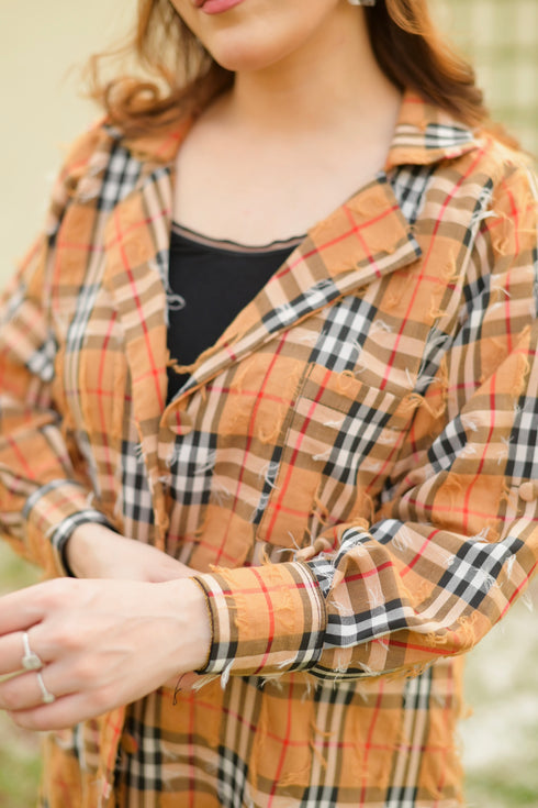 Brown Korean Check Dress